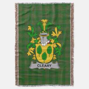 Irish Cleary or O_Clery Coat of Arms Family Crest Throw Blanket
