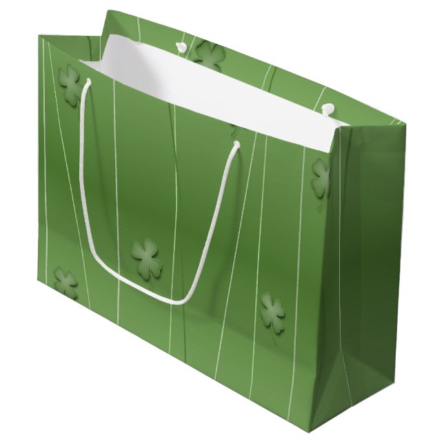Irish Clover Design Large Gift Bag (Front Angled)