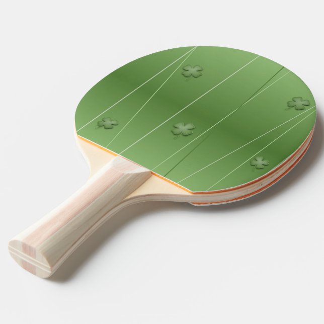Irish Clover Design Ping Pong Paddle (Back Angle)