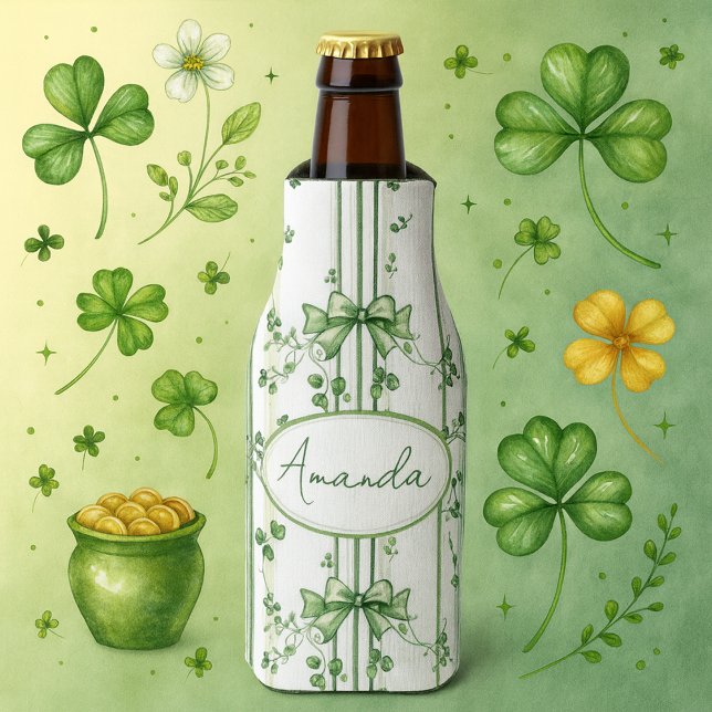 Irish Clover‑Inspired Botanical Design  Bottle Cooler (Creator Uploaded)