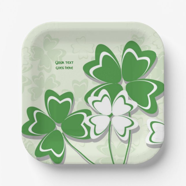 Irish clover shamrock St. Patrick’s Day Paper Plate (Front)