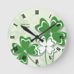  Irish clover shamrock St. Patrick’s Day Round Clock