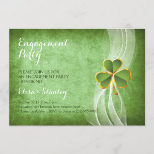 Irish clover & veil wedding engagement party invitation