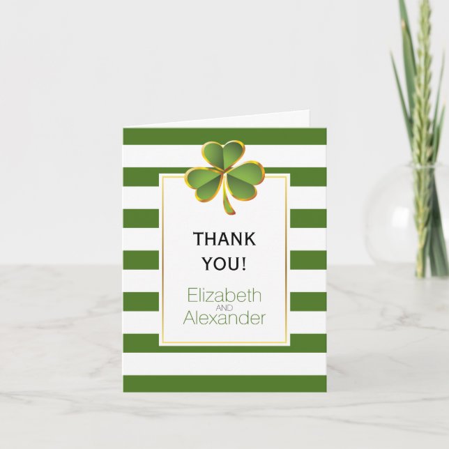 Irish clover vert rayures blanches mariage Merci (Devant)