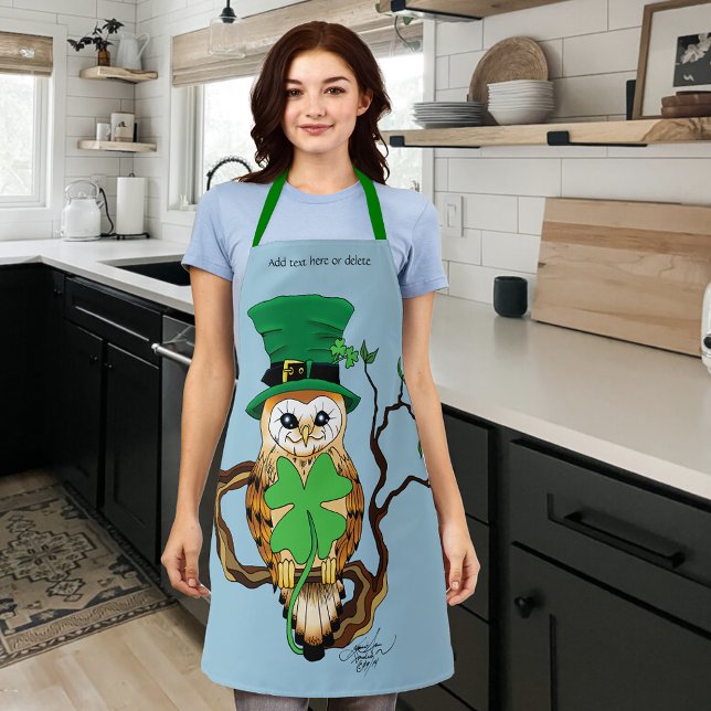 Irish Clovers Owl Green Apron (Creator Uploaded)