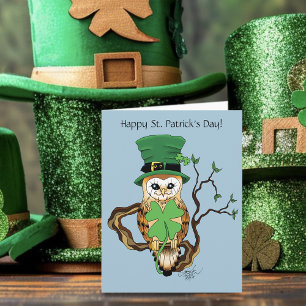 Irish Clovers Owl Green Card