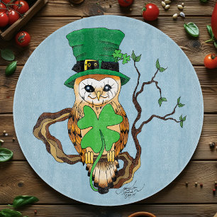 Irish Clovers Owl Green Cutting Board