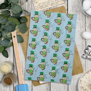 Irish Clovers Owl Green Kitchen Towel