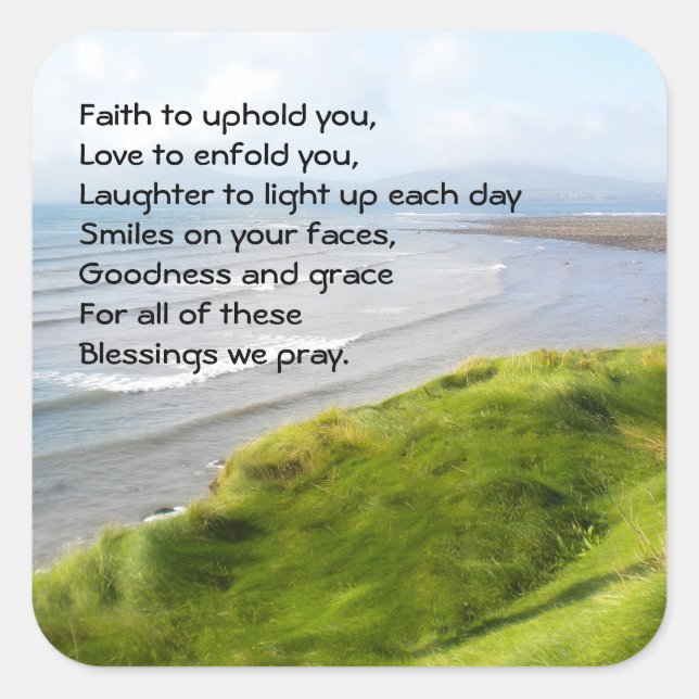 Irish Coastline Blessing Prayer  Square Sticker (Front)