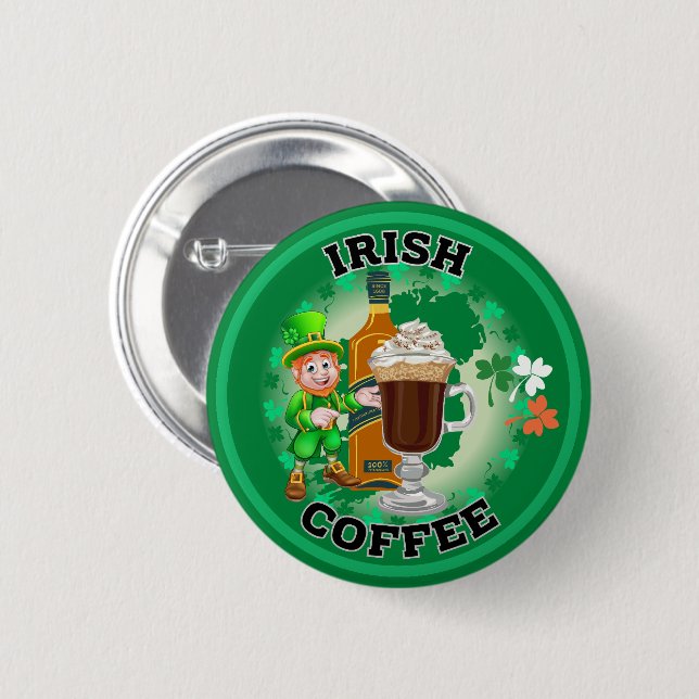 Irish Coffee - An Elixir. 2 Inch Round Button (Front & Back)
