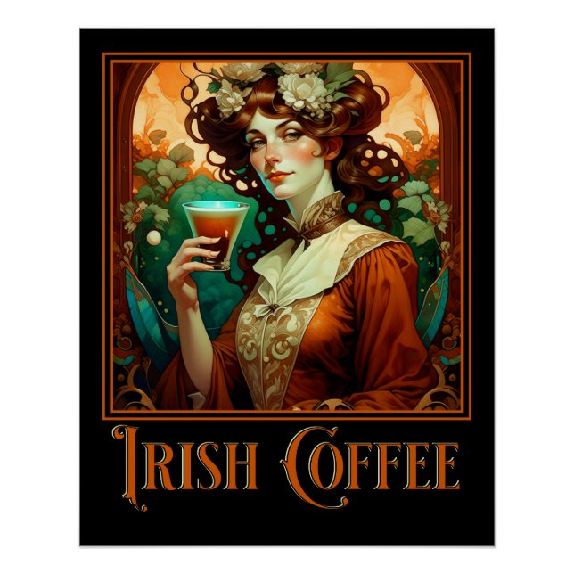 Irish Coffee Art Nouveau Poster (Front)