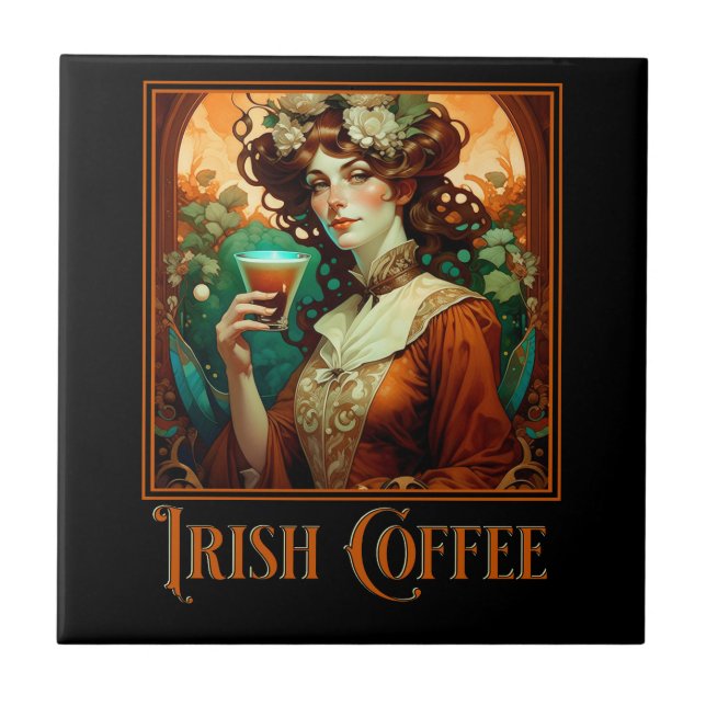 Irish Coffee Art Nouveau Tile (Front)