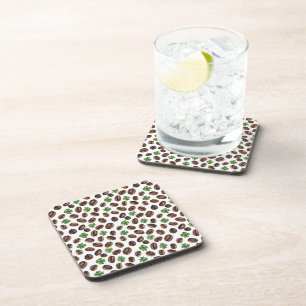 Irish Coffee Beans and Shamrocks Funny Design Coaster