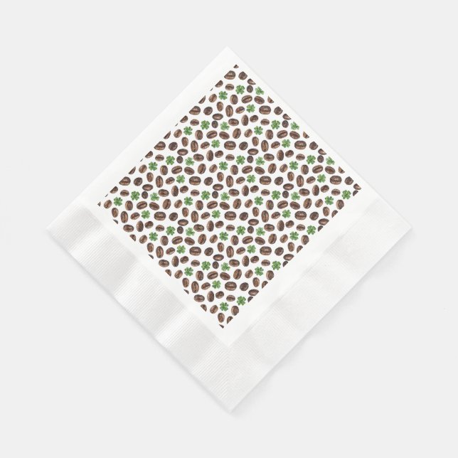 Irish Coffee Beans and Shamrocks Funny Design Napkin (Corner)