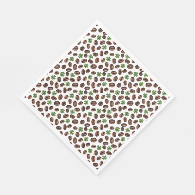 Irish Coffee Beans and Shamrocks Funny Design Napkin (Corner)