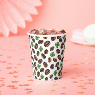 Irish Coffee Beans and Shamrocks Funny Design Paper Cups