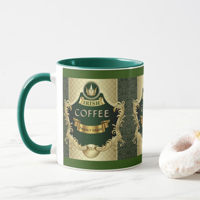 Irish Coffee Cuppa St, Paddy's Personalized Mug (With Donut)