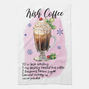 Irish Coffee Recipe Christmas recipy design Kitchen Towel