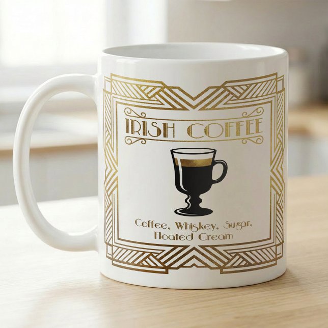 Irish Coffee Recipe Gold Art Coffee Mug (Creator Uploaded)