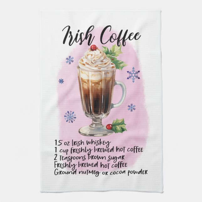 Irish Coffee Recipe Holiday  Kitchen Towel (Vertical)