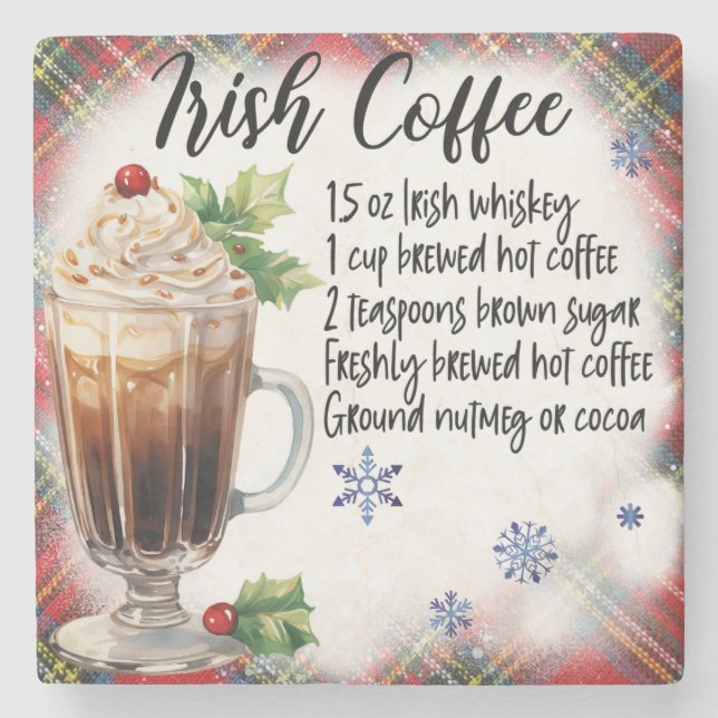 Irish Coffee Recipe Marble Coaster (Front)