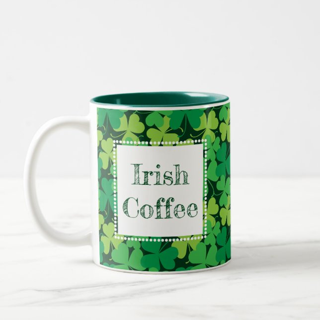 Irish Coffee Shamrock Print Mug (Left)