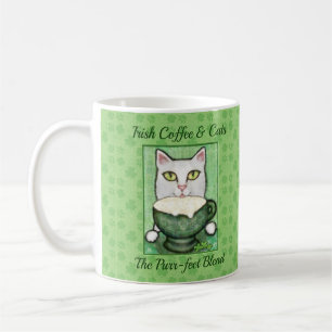 Irish Coffee St. Patrick's Day White Cat Mug