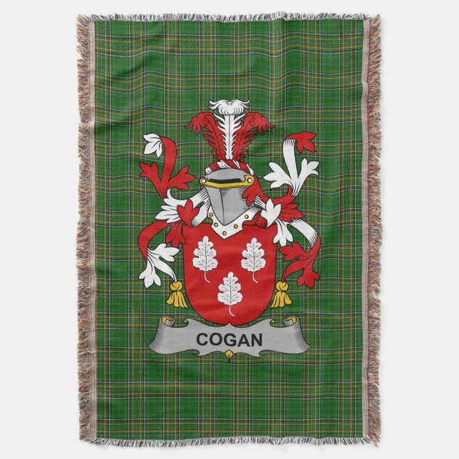  Irish Cogan or O_Cogan Coat of Arms Family Crest  Throw Blanket (Front Vertical)