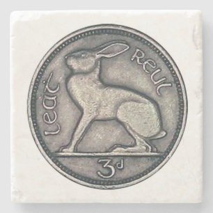 Irish Coin, Hare, 3 Pence Ireland Coaster