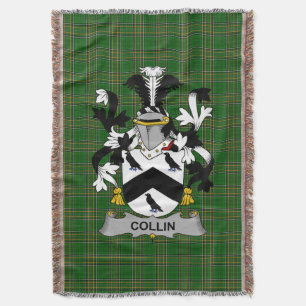 Irish Collin Coat of Arms Family Crest Ireland Throw Blanket