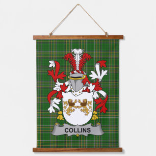 Irish Collins Coat of Arms Family Crest Hanging Tapestry