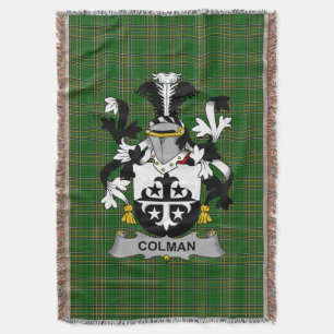  Irish Colman or McColman Coat of Arms Family Cres Throw Blanket