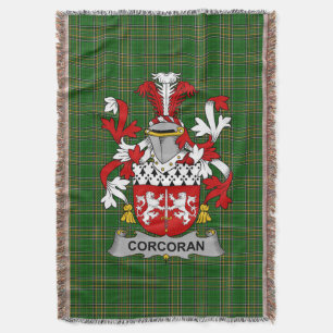  Irish Corcoran or McCorcoran Coat of Arms Family  Throw Blanket