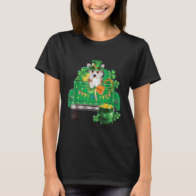 Irish Corgi St Patrick's Day Funny Leprechaun Corg T-Shirt (Front)