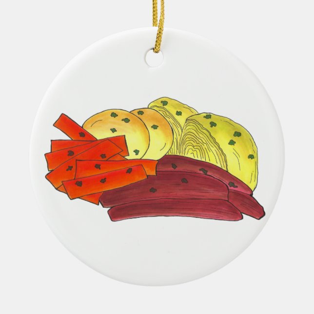 Irish Corned Beef Cabbage Potatoes Carrots Ceramic Ornament (Front)