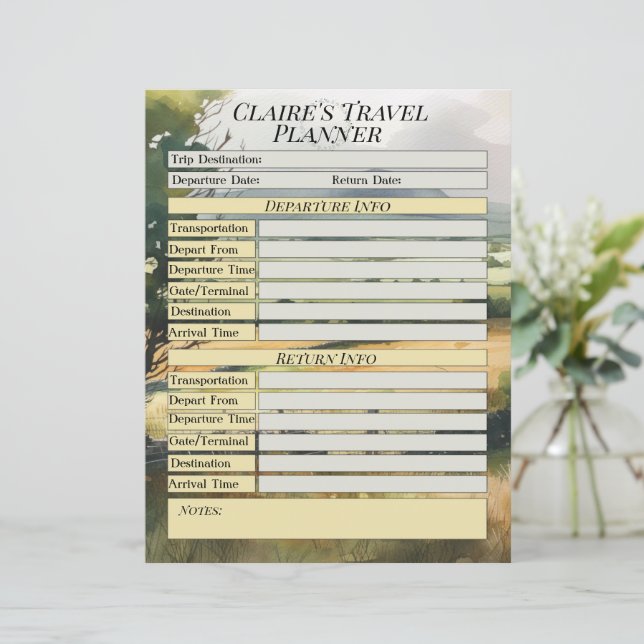 Irish Countryside Travel Details Planner Page (Standing Front)