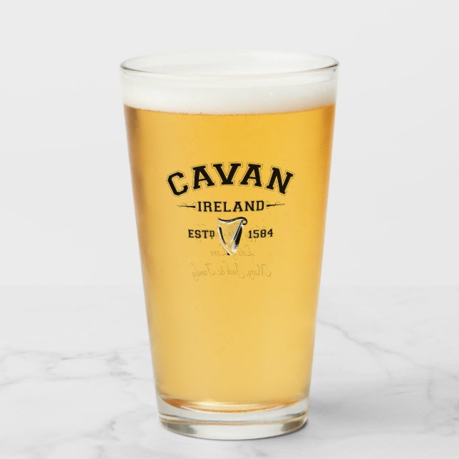 Irish County Cavan Ireland Personalized Text Glass (Front Filled)