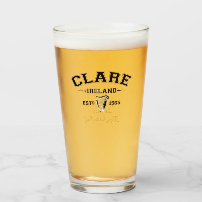 Irish County Clare Ireland Personalized Text Glass (Front Filled)