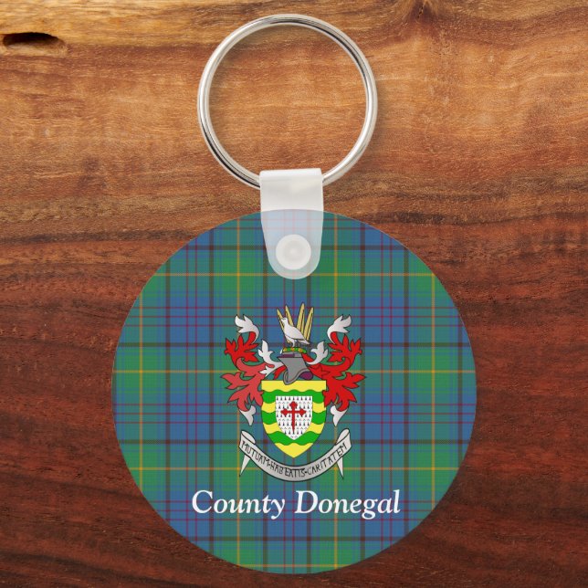 Irish County Donegal Tartan Personalized Keychain (Back)