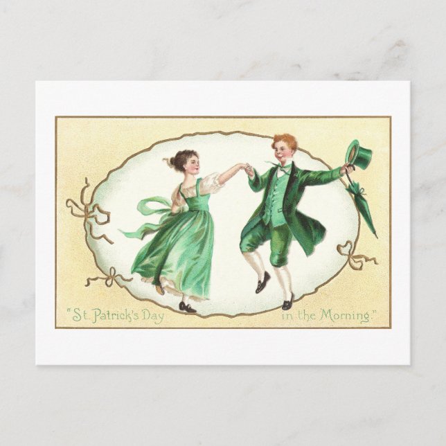 Irish Couple Dancing Vintage St Patrick's Day Postcard (Front)