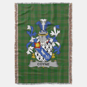 Irish Coyne or O_Coyne Coat of Arms Family Crest Throw Blanket