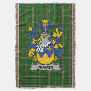 Irish Cramer Coat of Arms Family Crest Ireland Throw Blanket