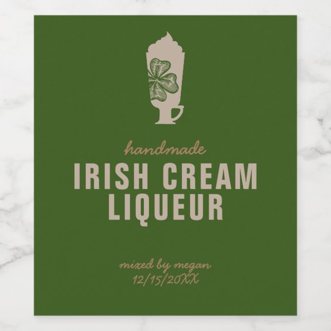 Irish Cream Liqueur Food and Beverage Label Set (Single Label)