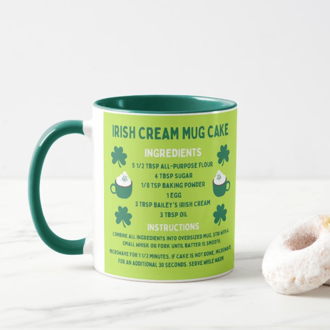 Irish Cream Mug Cake Recipe Mug (With Donut)