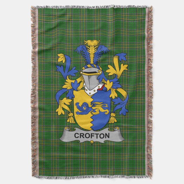  Irish Crofton Coat of Arms Family Crest Ireland Throw Blanket (Front Vertical)