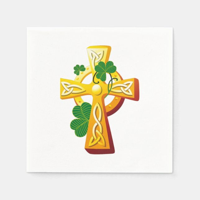 Irish Cross and Shamrocks St. Patrick's Day Napkin (Front)