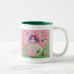 Irish Cupcake Princess Painting Two-Tone Coffee Mug
