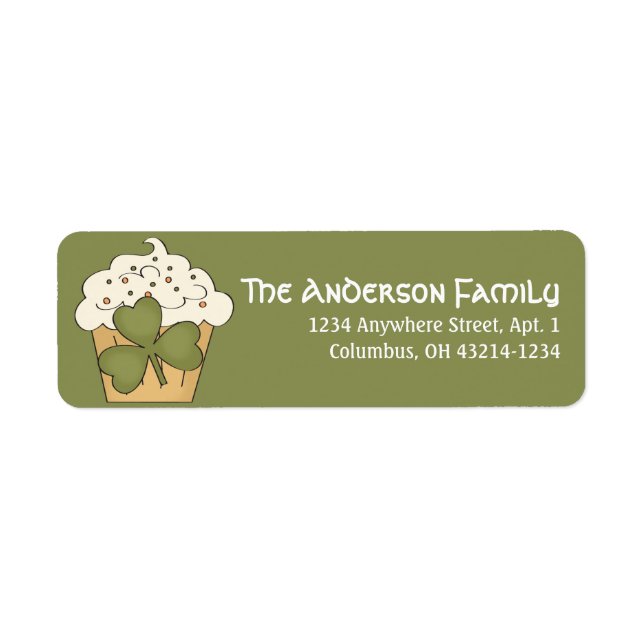 Irish Cupcake St. Patrick's Day Address Labels (Front)
