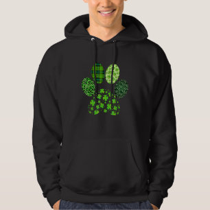 Irish Cute Dog Paw Clovers St Patrick's Day Lucky Hoodie