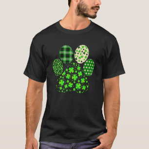Irish Cute Dog Paw Clovers St Patrick's Day Lucky T-Shirt